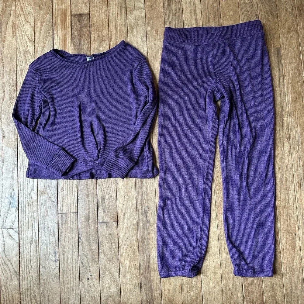 Carter's Girls Set Top Size 8 Deep Purple Twisted Knot Ribbed Knit‎ Casual Chic